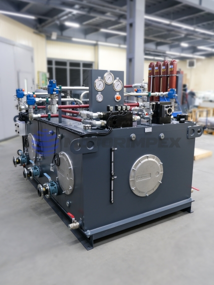 Hydraulic power unit of 2737 series for three hydraulic presses