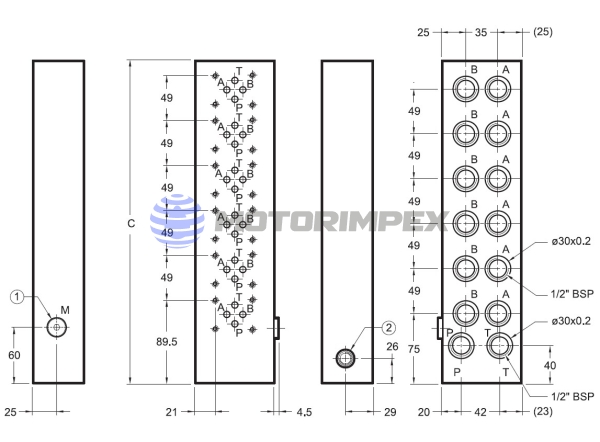Секционные монтажные плиты P2XM с предохранительным клапаном