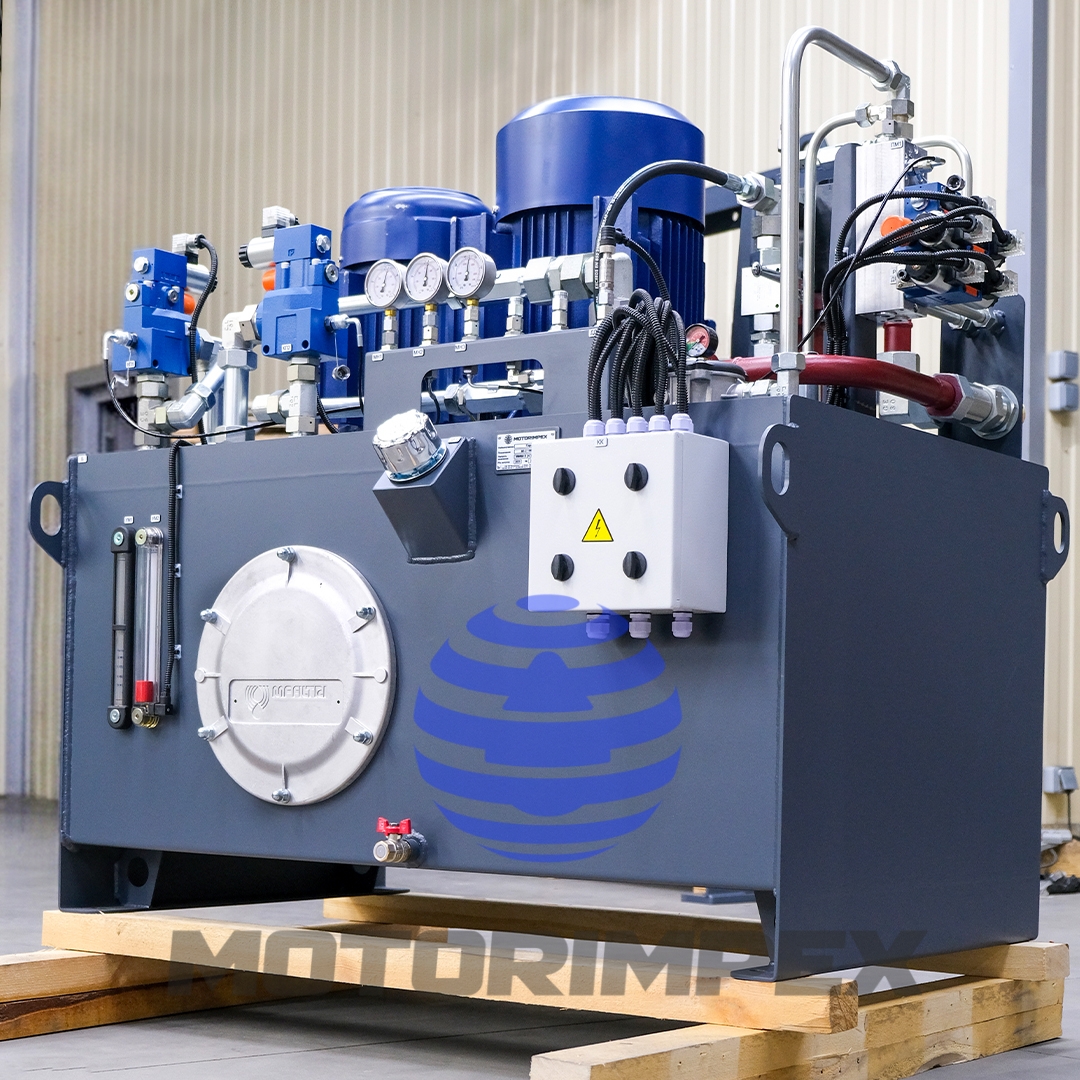 Industrial hydraulic power unit with tank, pump and control equipment Motorimpex
