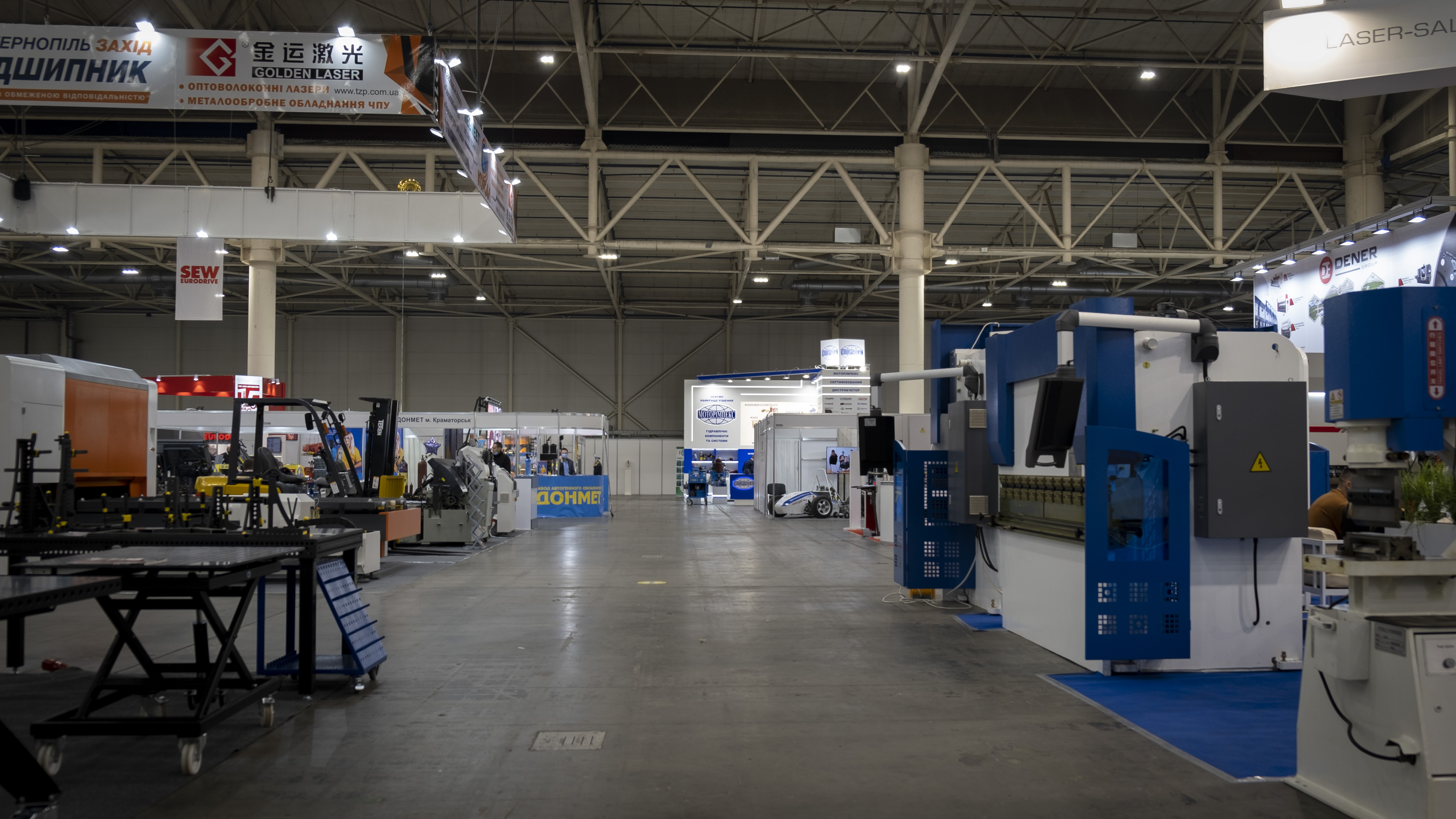 Noticeable from afar stand of the 'Motorimpex' Group of companies at the International Industrial Forum 2020