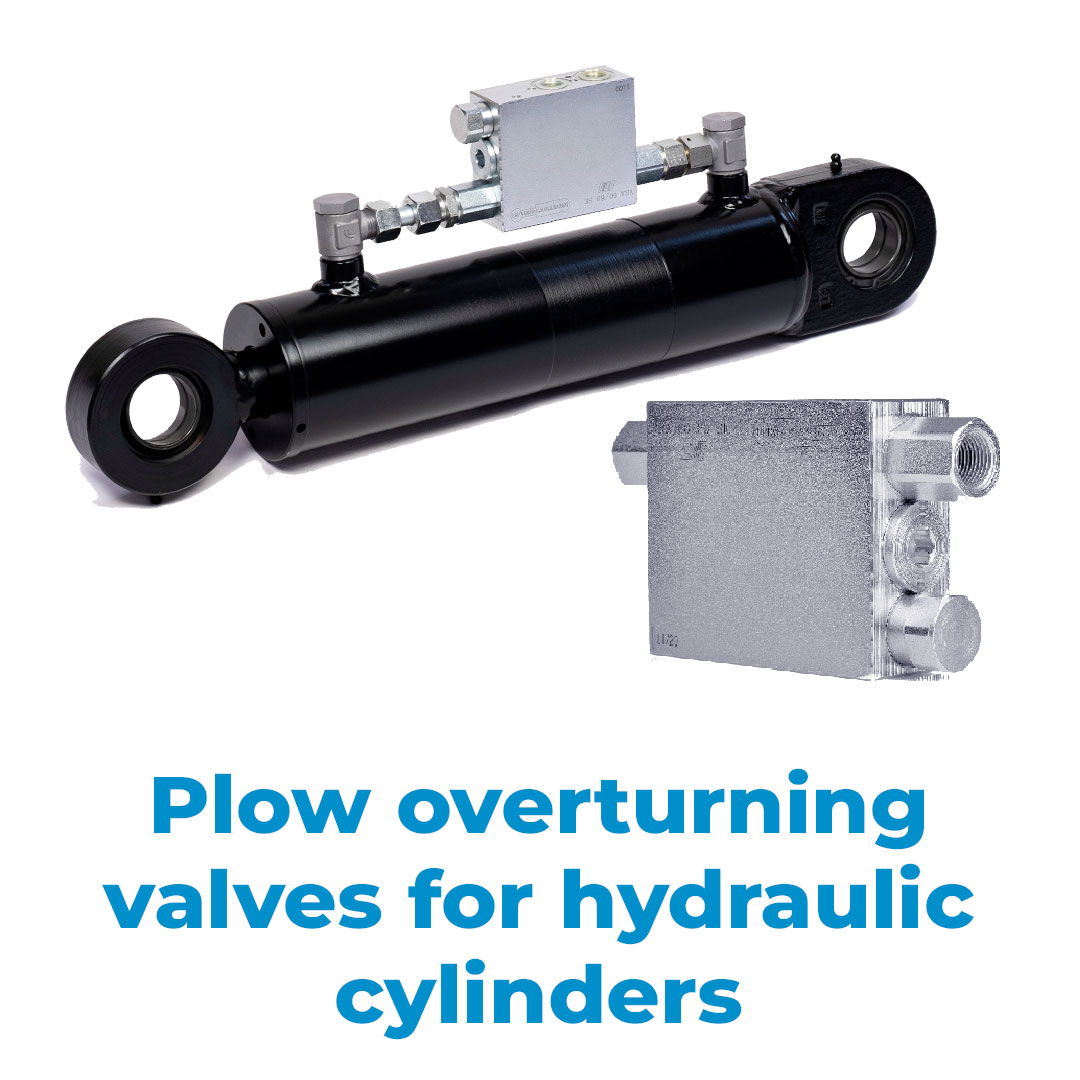 Plow overturning valves for hydraulic cylinders