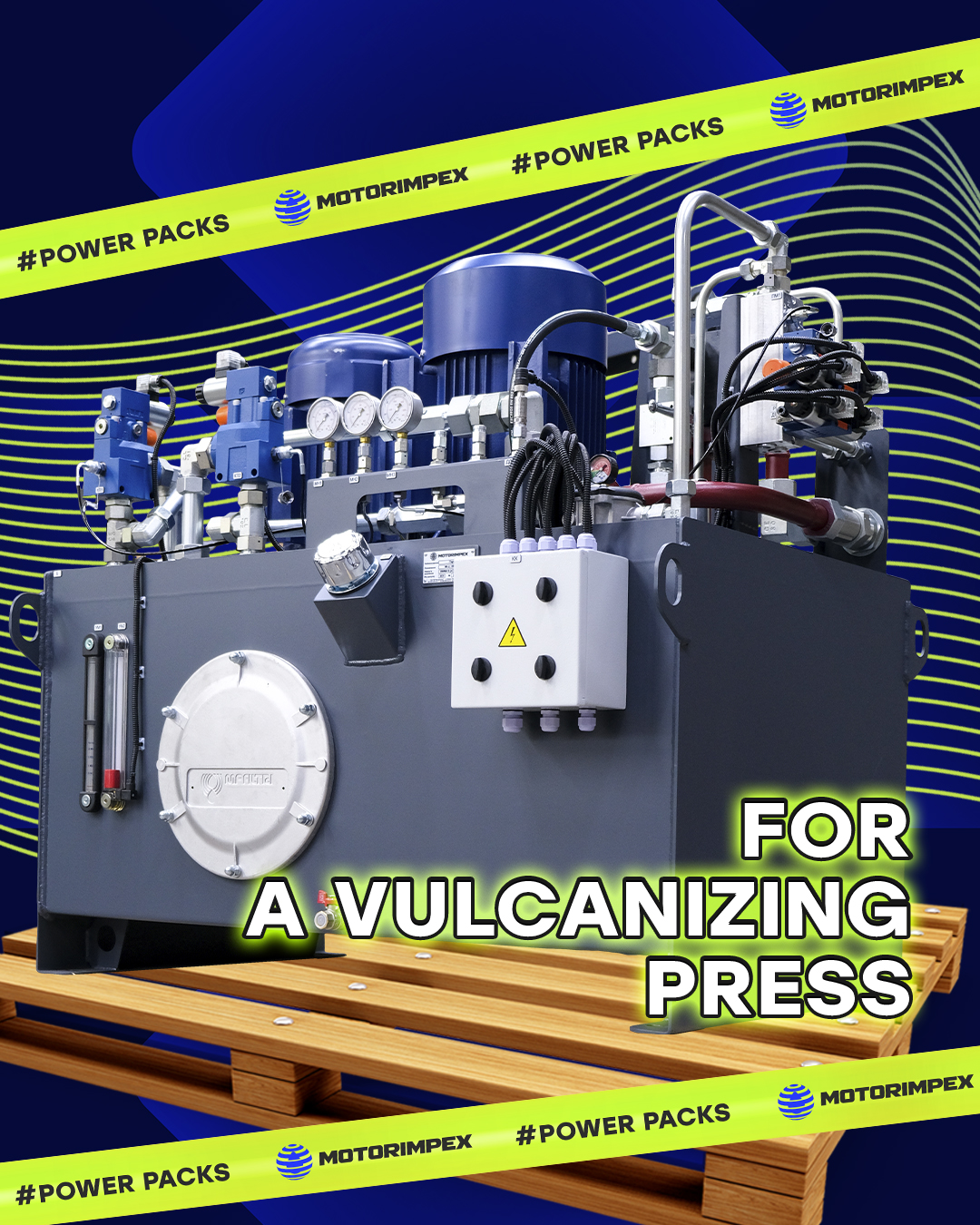 HPU for a vulcanizing press